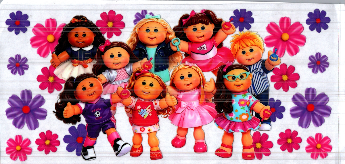 16 oz cabbage doll 8 girl 1 boy red purple flower assorted 305