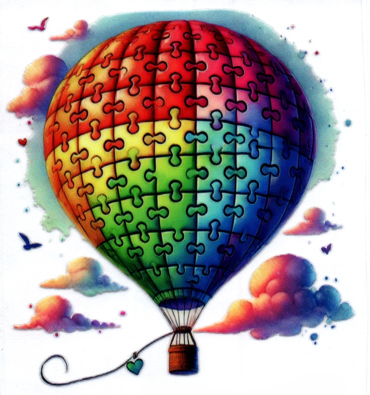 Puzzle piece hot air balloon Autism Single Decal 30