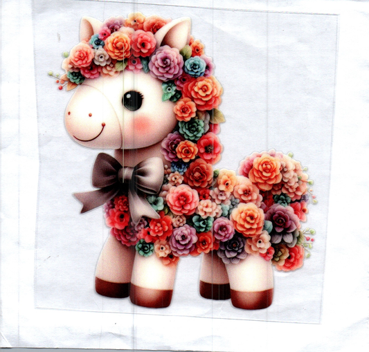 Cute Horse w/Flowers Animal Decal