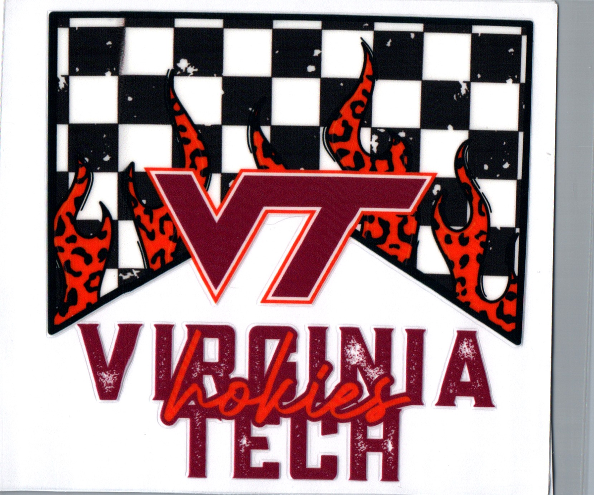 v tech hokies checkered Single Decal football 3
