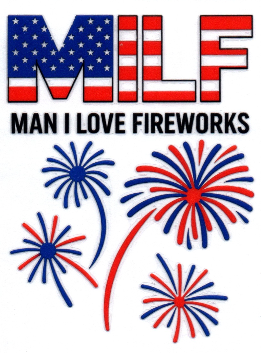 RWB MILF man I love fireworks Single Decal 3