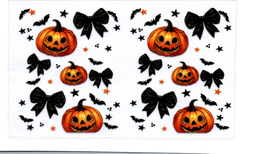 Halloween Pumpkins & bows Spray Bottle Wrap 3