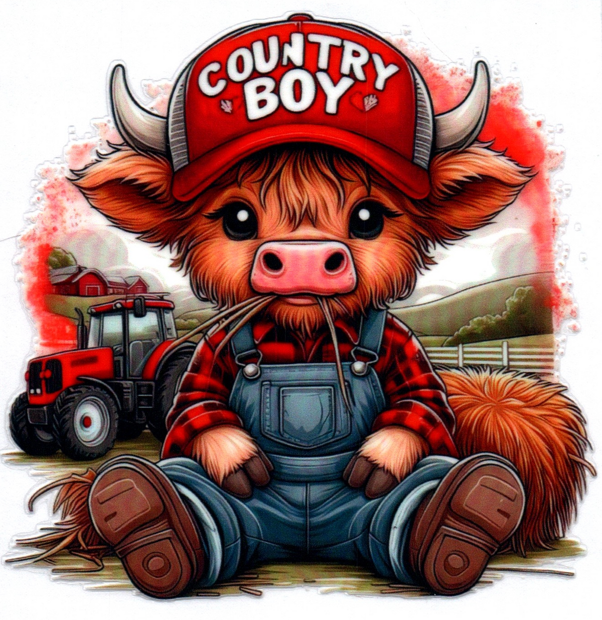Country Boy Cow Misc. Single Decal 3