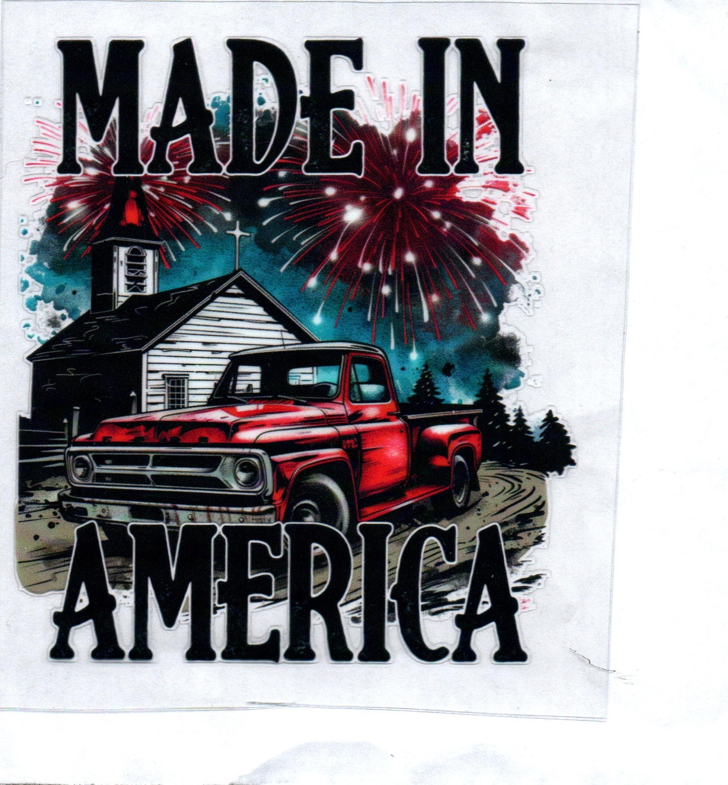 Made in America w/old truck Decal