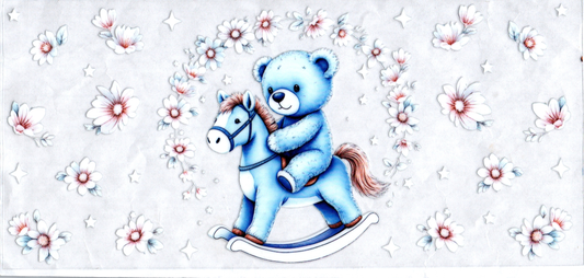 16oz baby blue bears on rocking horse kids