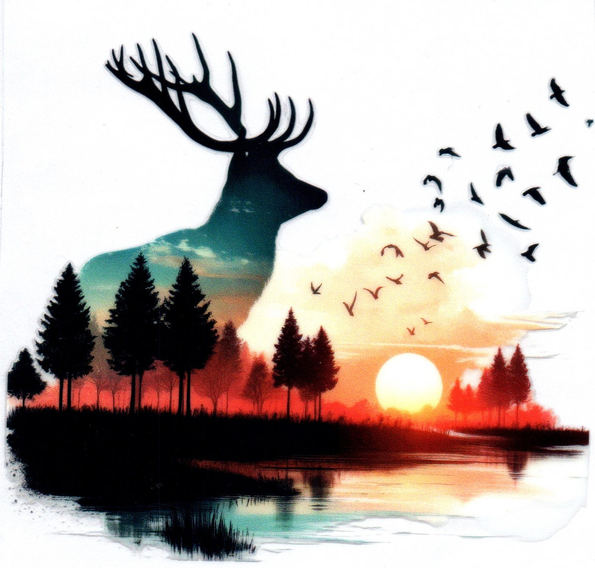 Double Exposed Deer Single Decal 33