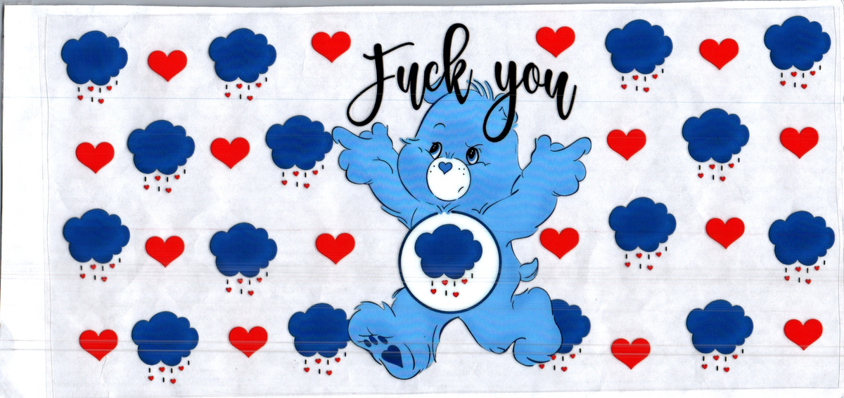 16 oz f*** you blue clouds red hearts bear misc 342