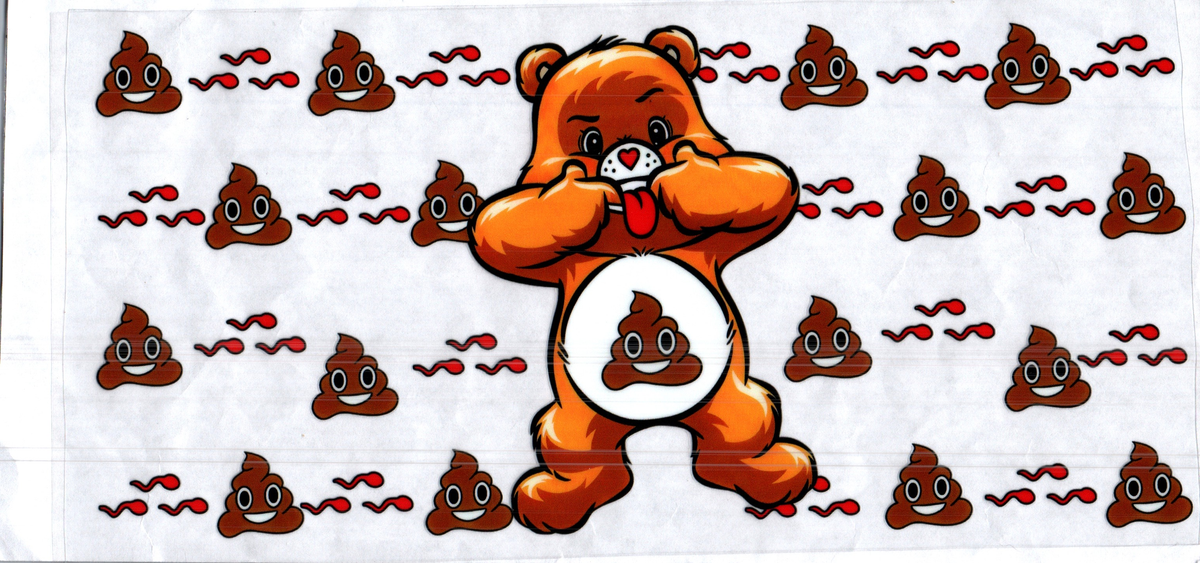 16 oz poop emoticon lt orange bear misc 346
