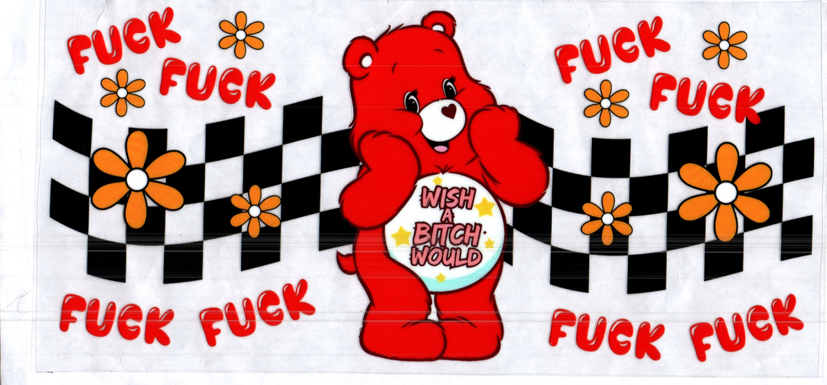 16 oz wish a b**** would checker background bear misc 348