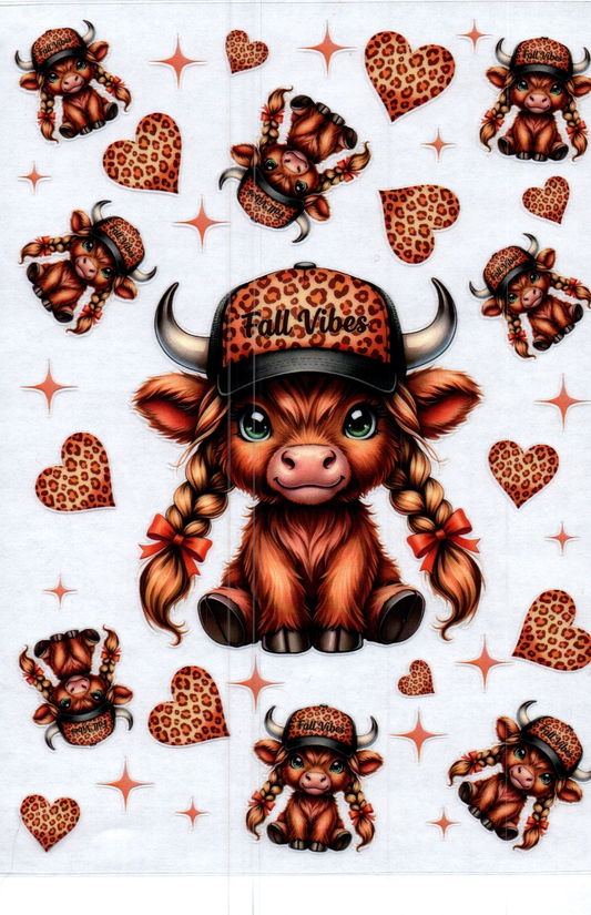 Fall Vibes Leopard Print Cow w/braids A5 3