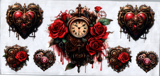 16oz Clock W/ Hearts Steampunk 36