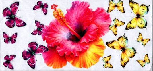 16oz Red And Yellow Butterflies Flowers 37