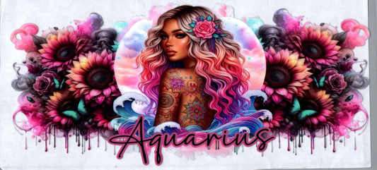 16oz Zodiac Pink Flower Aquarius 37