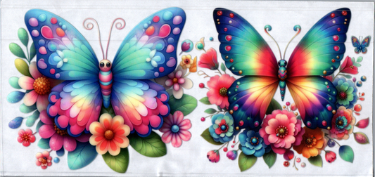 16oz Bright Multicolored Butterflies w/flowers 38