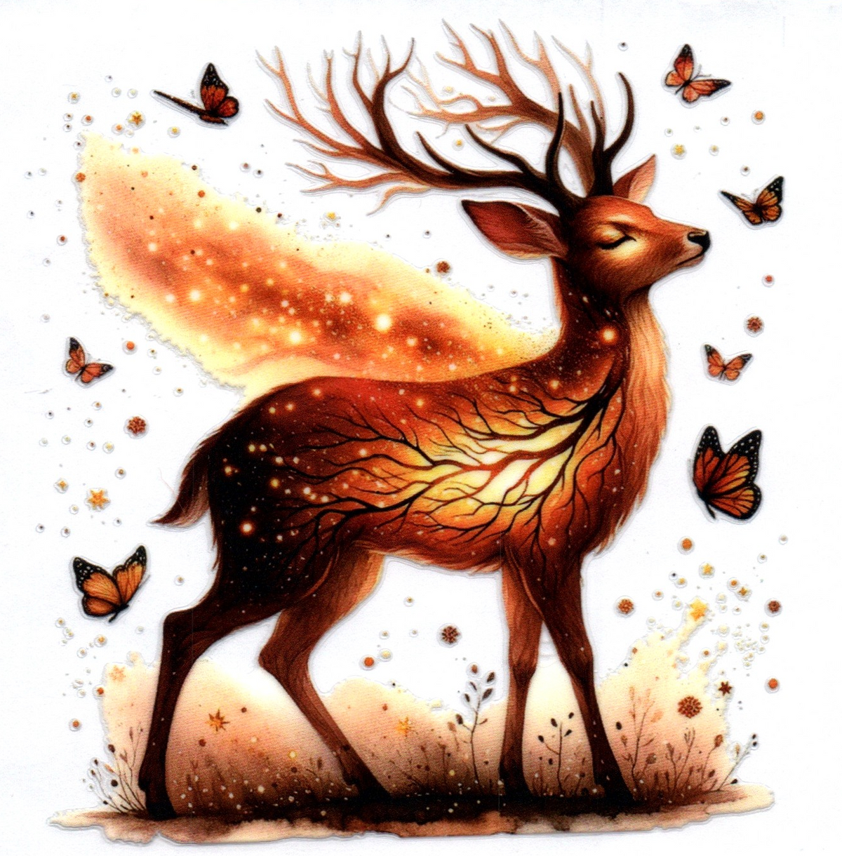 Double Exposed Deer w/tree branch Single Decal 38