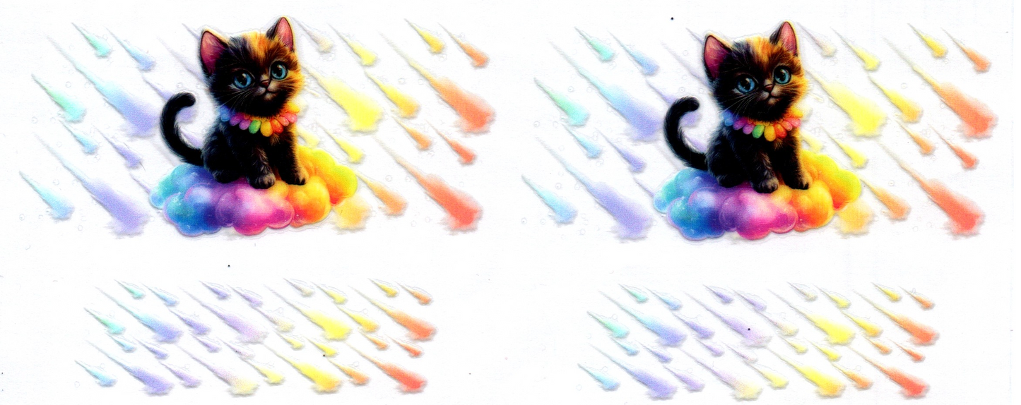 Black Cat on a rainbow cloud Key Chain Wrap Double 39