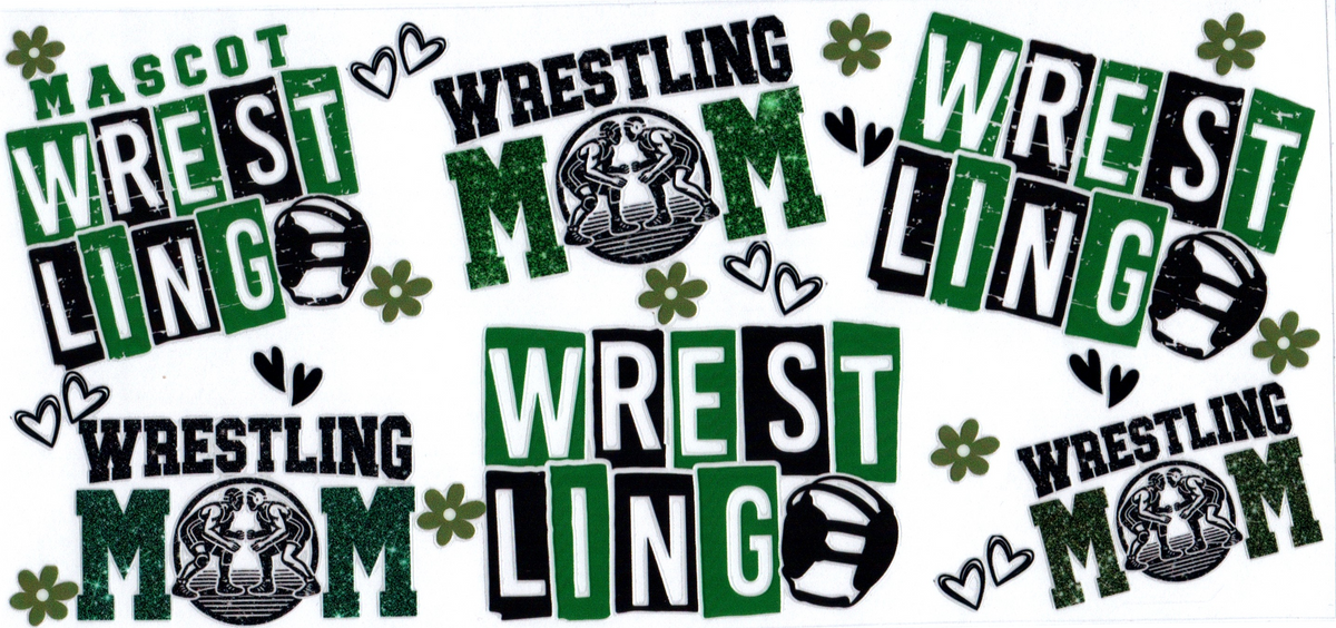 16 oz green sparkle wrestling mom 39