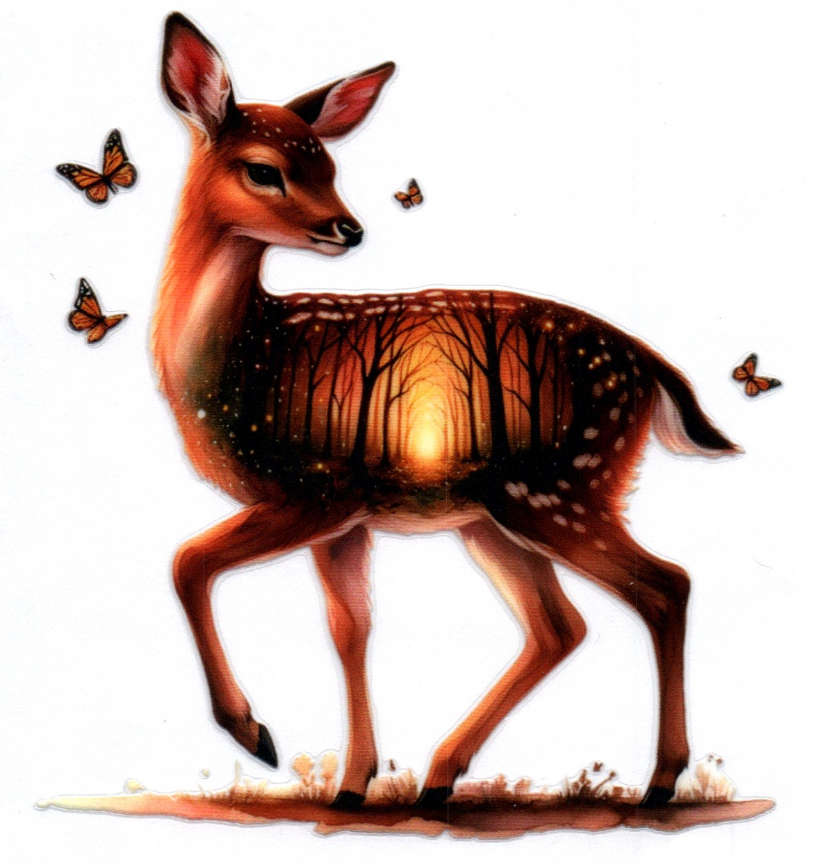 Double Exposed Doe w/woods Single Decal 39