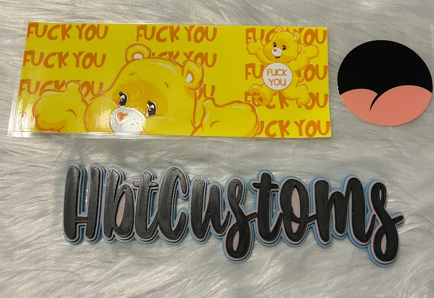 F**K You Care Bear 11oz coffee cup wrap w/bottom