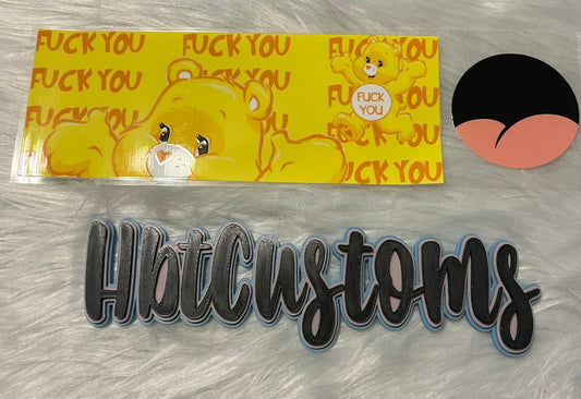 F**K You Care Bear 11oz coffee cup wrap w/bottom