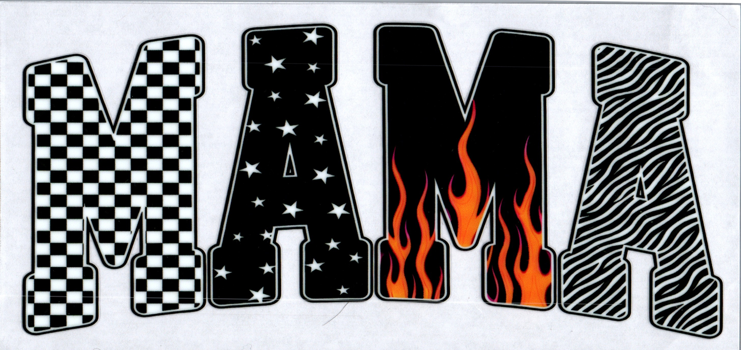 16oz Mama Black & White w/Flames