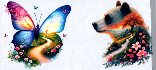 16 oz Double Exposed Butterfly and Panda
