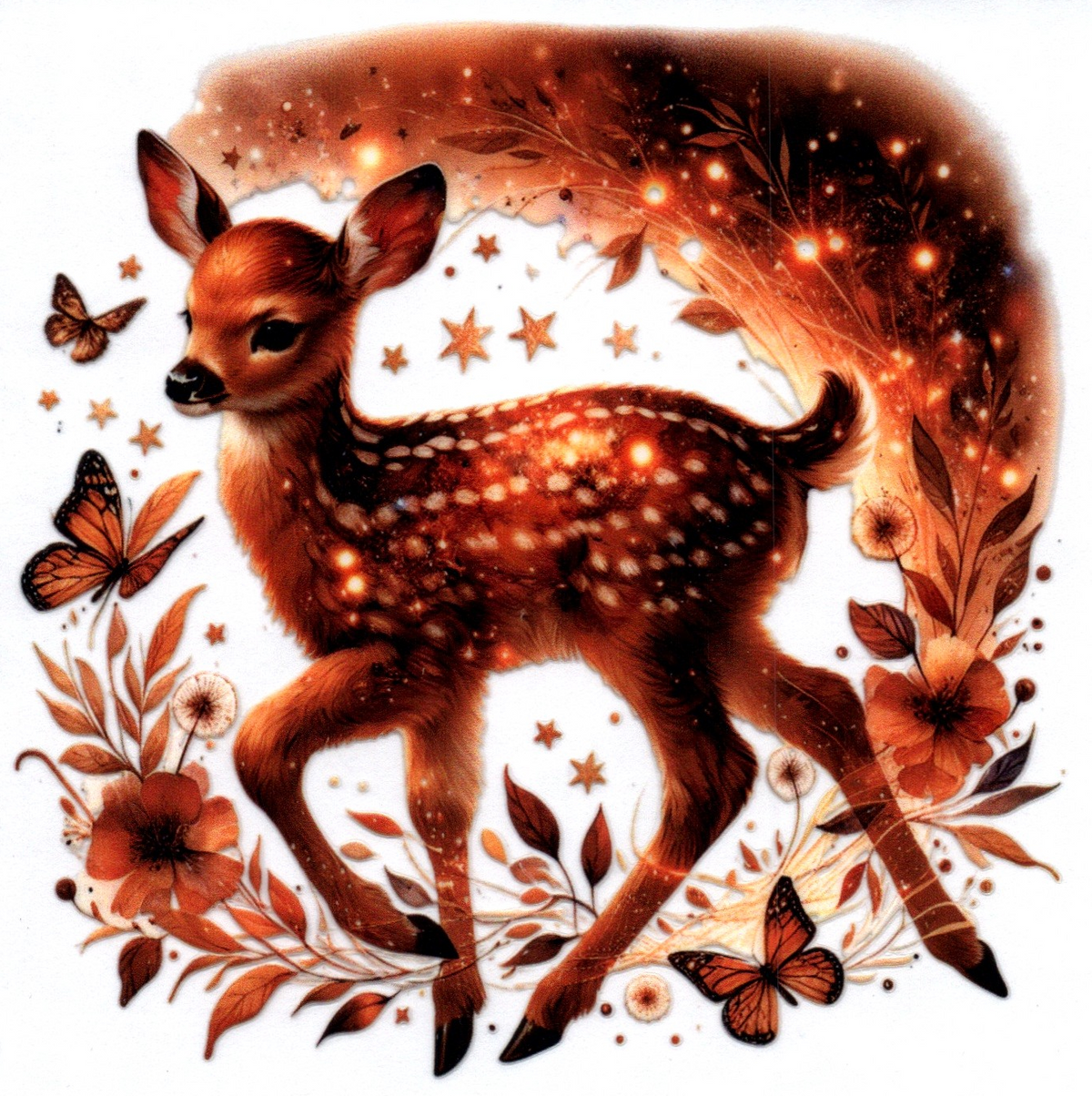 Doe w/flowers & butterflies Single Decal 40