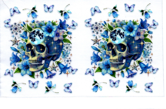 Skull w/flowers and butterflies Spray Bottle Wrap 40