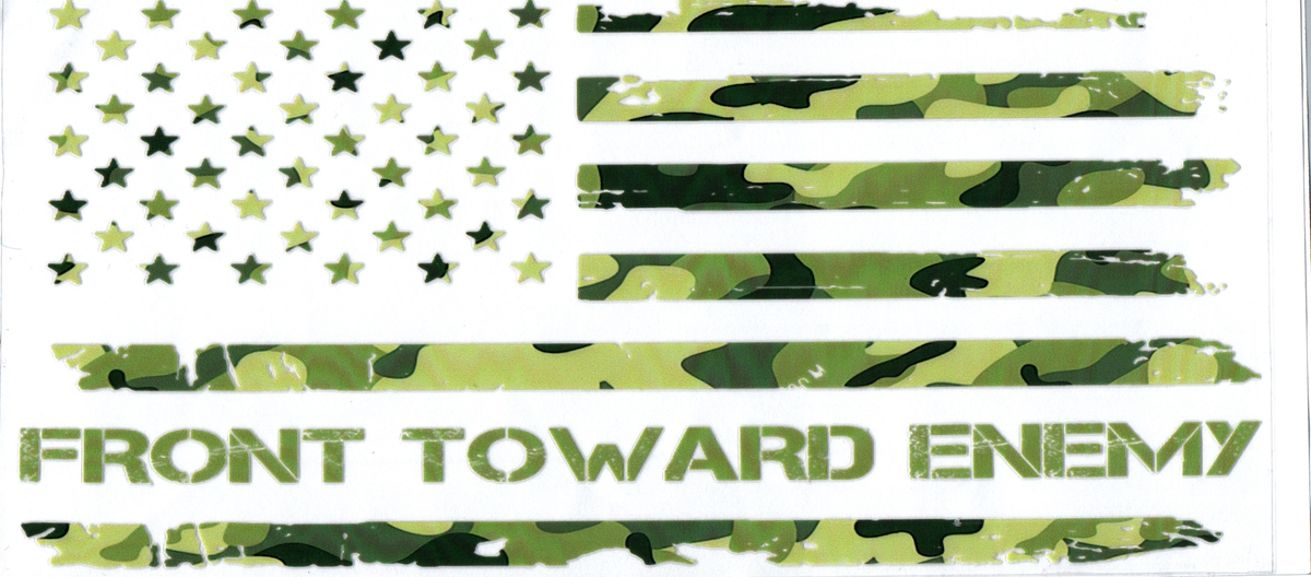 16oz Front Toward Enemy Camo Flag Patriotic