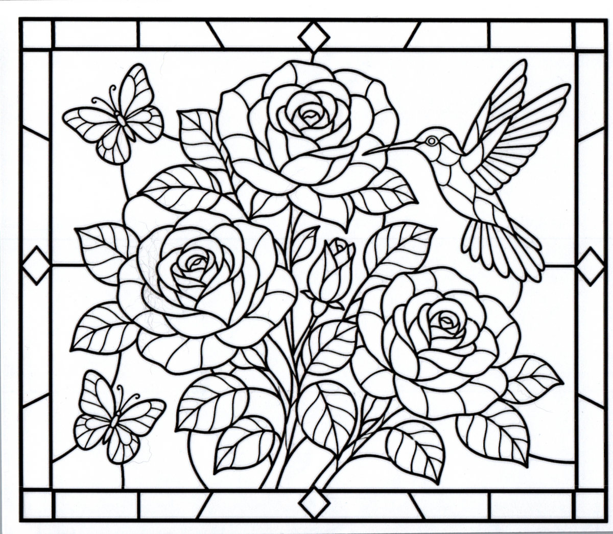 hummingbird roses stained glass 20oz 4