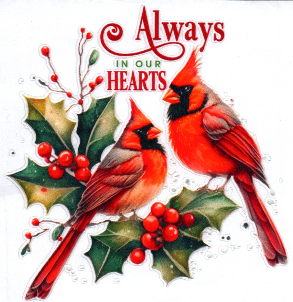 Always in our hearts red birds Single Decal 4