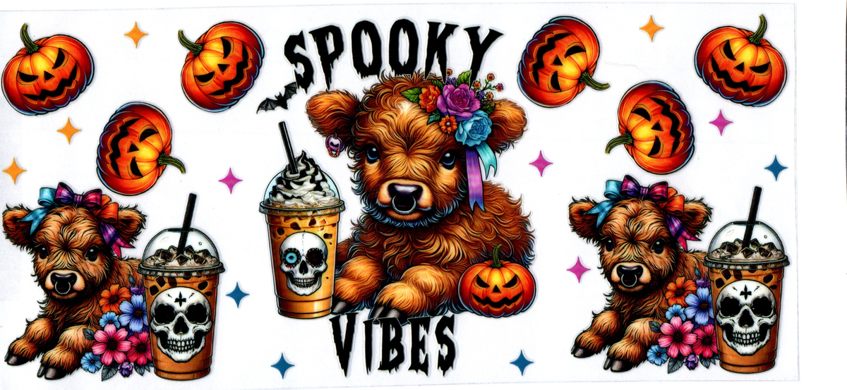 16oz spooky vibes highland cow iced coffee halloween 41