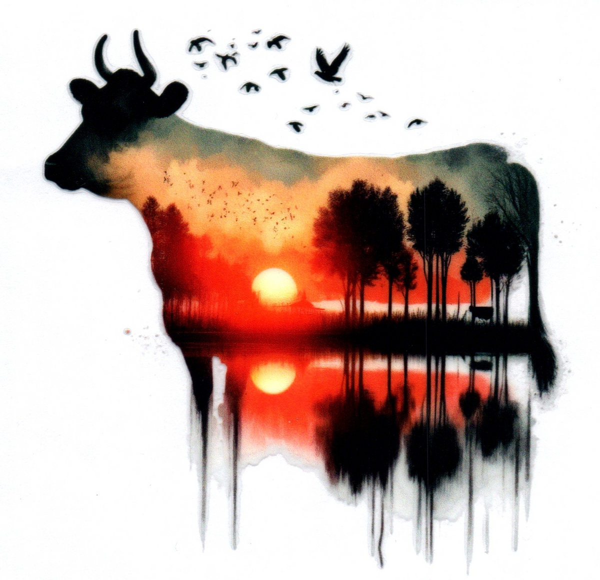 Double exposed cow Single Decal 41