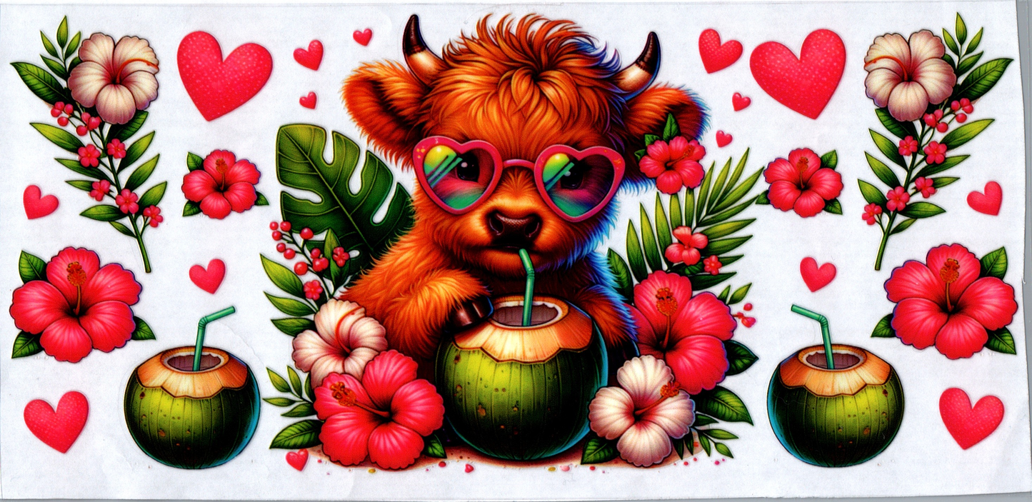16 oz Summer drinkin Cow heart glasses 42