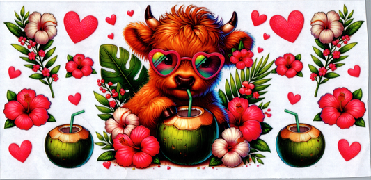 16 oz Summer drinkin Cow heart glasses 42
