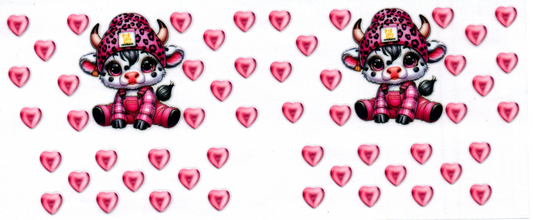 Cow w/pink hearts & hat 2 Key Chain Wrap Double 42