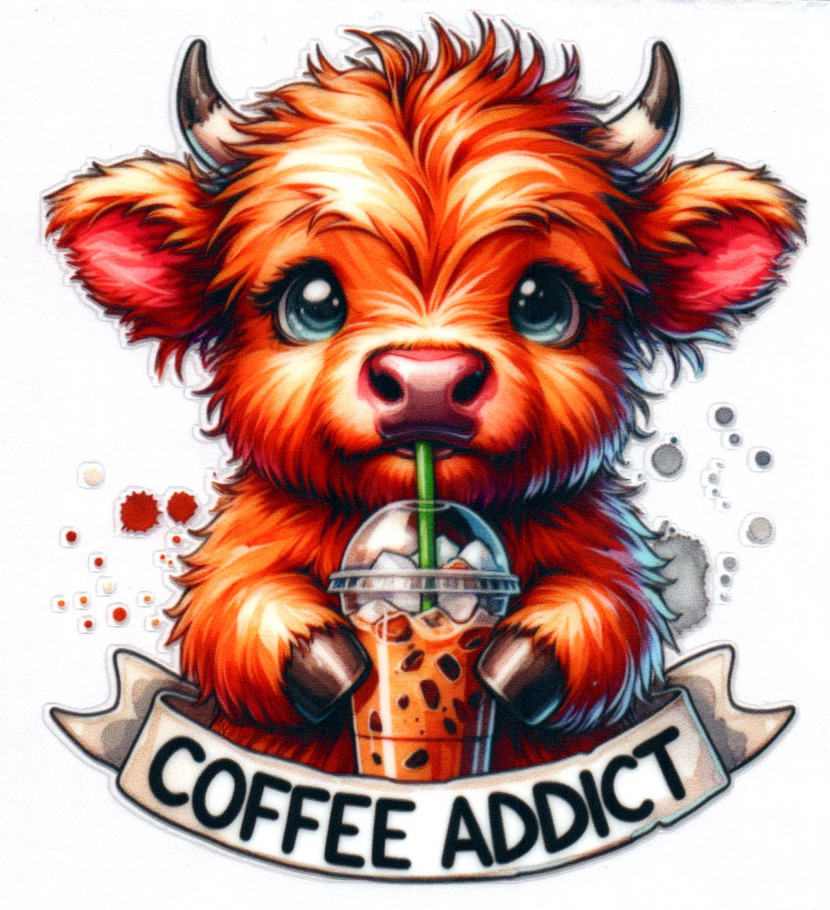 Coffee Addict Cow Misc. Single Decal 4
