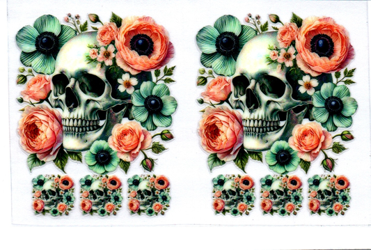 Skull w/pretty flowers Spray Bottle Wrap 43