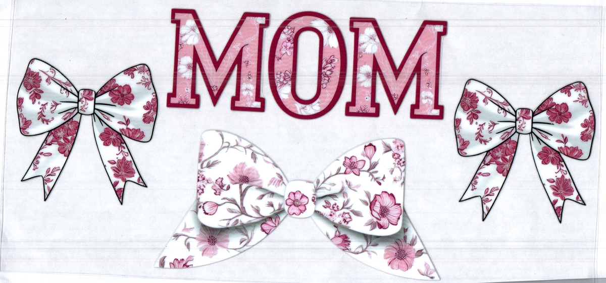 16 oz mom white bows pink flowers assorted 44