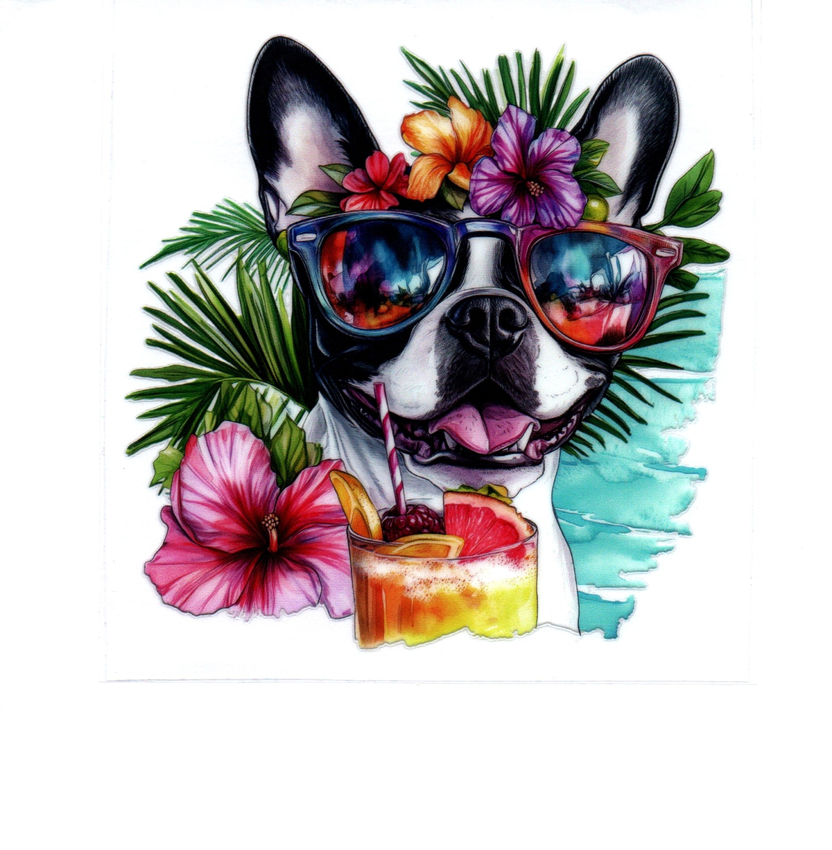 Beachy Boston Terrier Single Decal 45