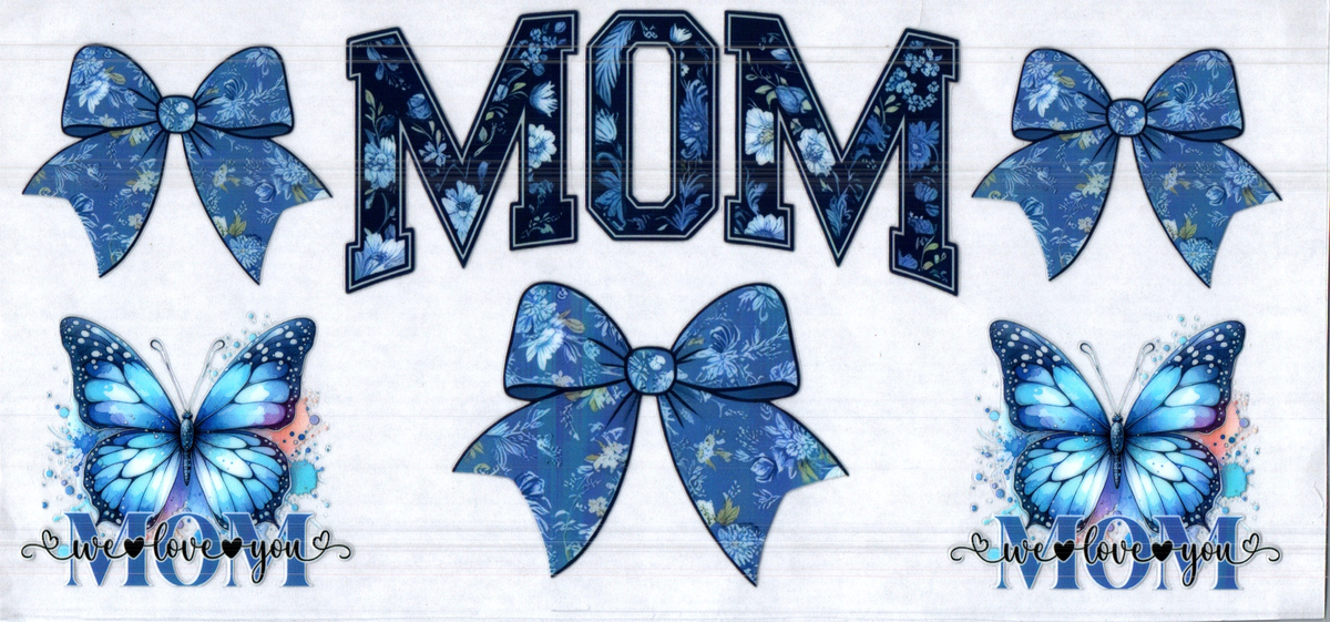 16 oz mom blue bows flowers assorted 45