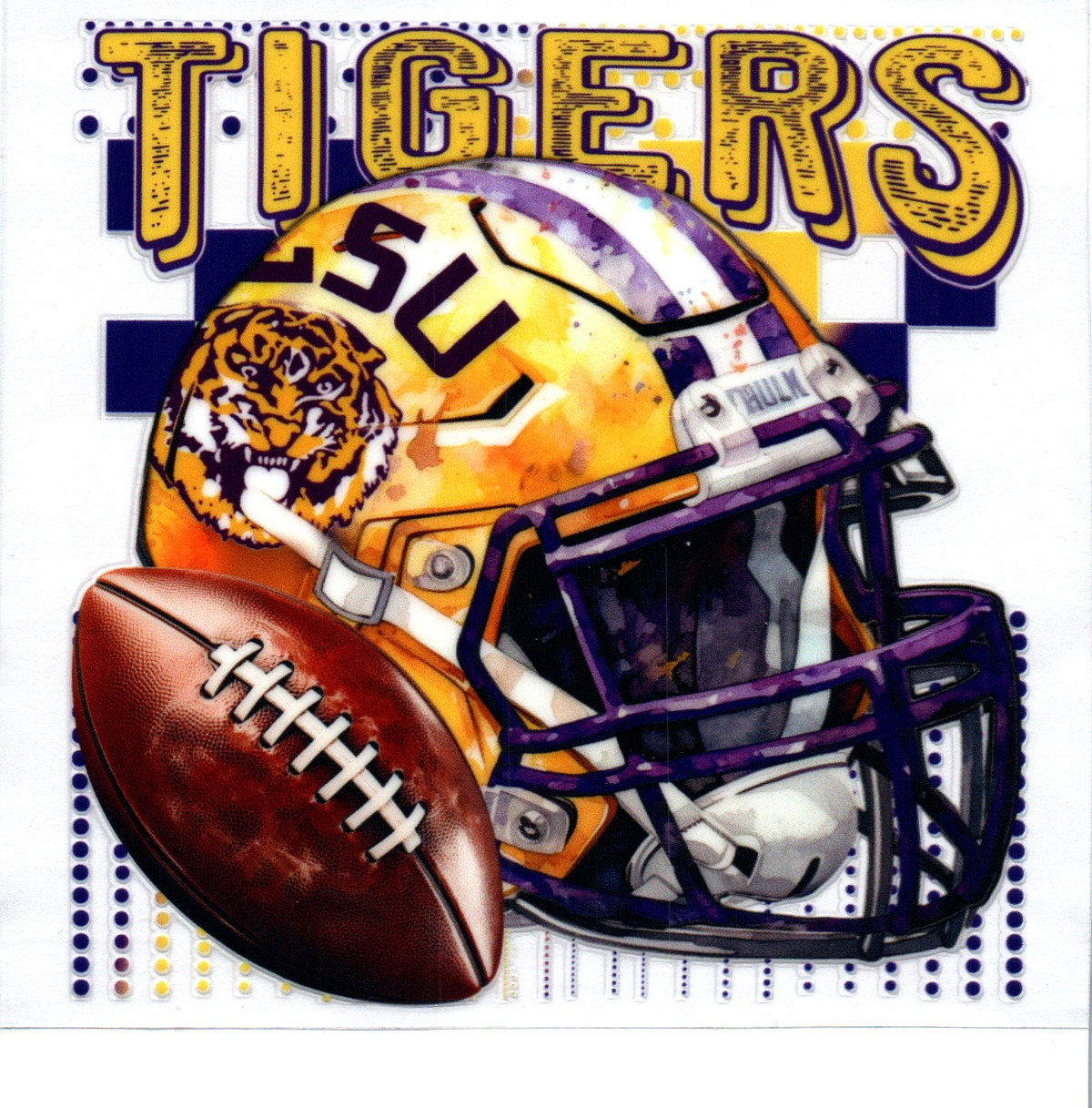 LSU tigers checkered Single Decal football 45