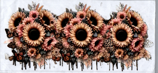 16oz Sunflower Leopard Ribbon Flowers 46