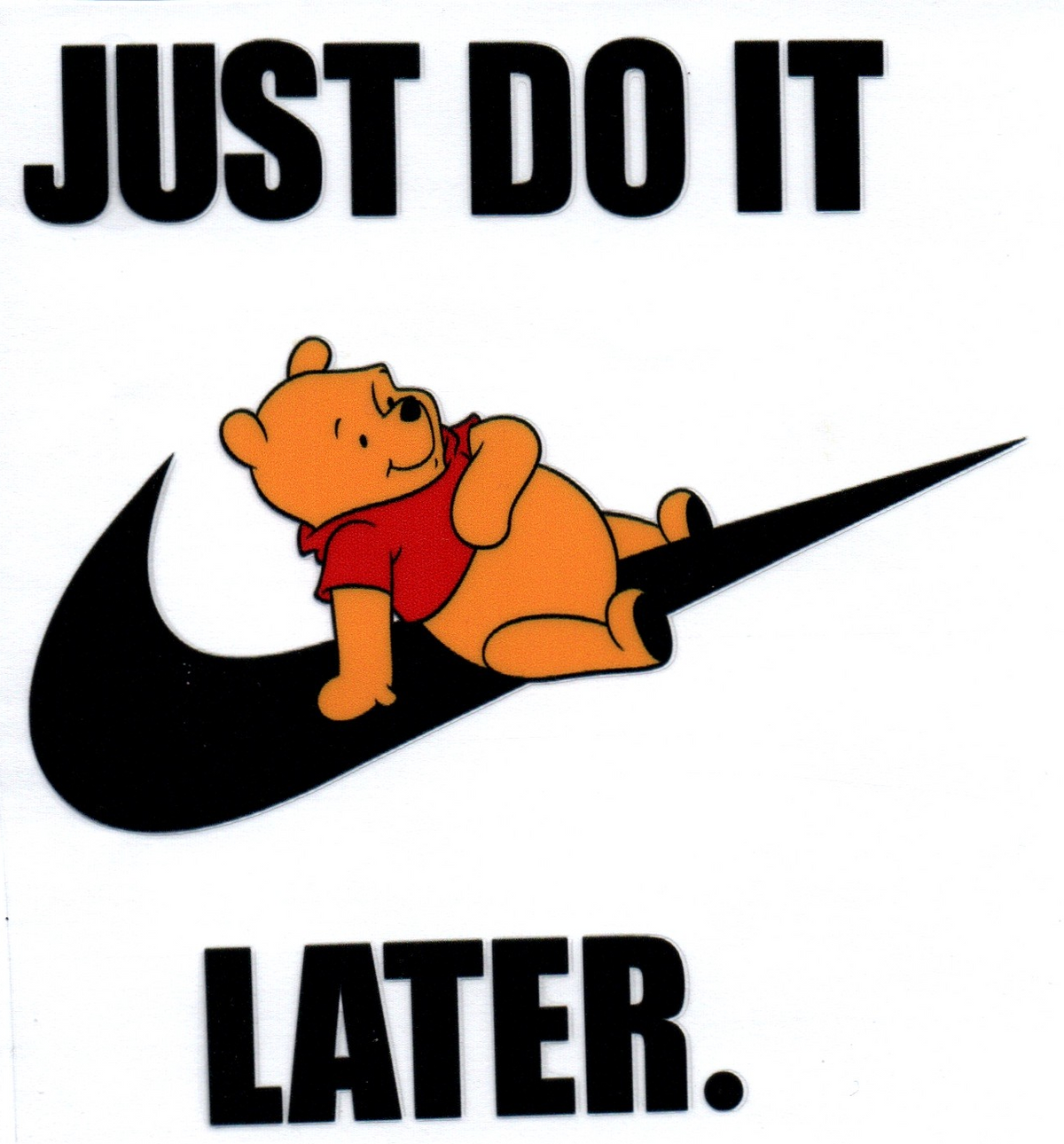 Designer Yellow Bear Just do it later Swoosh Misc. Single Decal 46