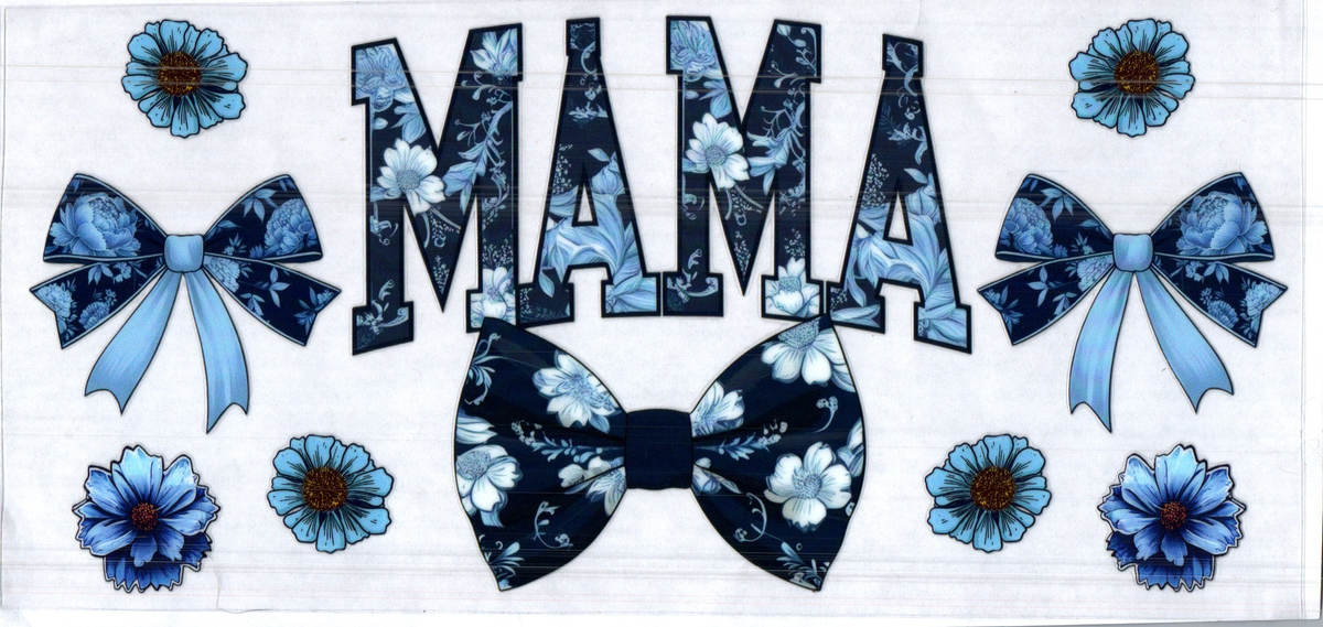 16 oz mom dk blue bows flowers assorted 46