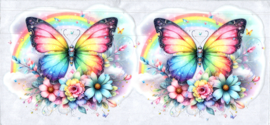 16oz Light colored rainbow Butterflies 47