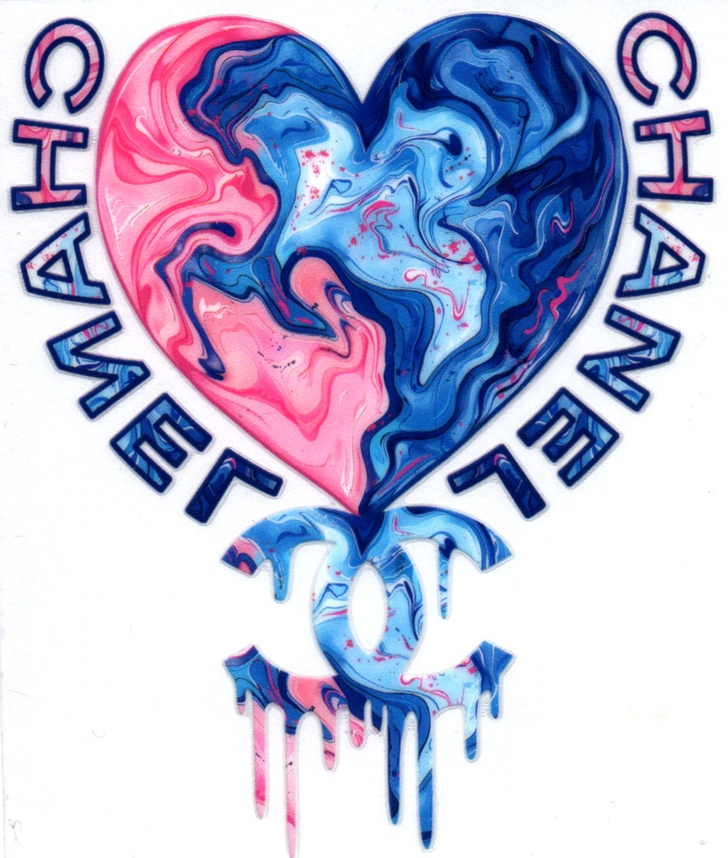 Designer C Pink/Blue dripping heart Misc. Single Decal 47