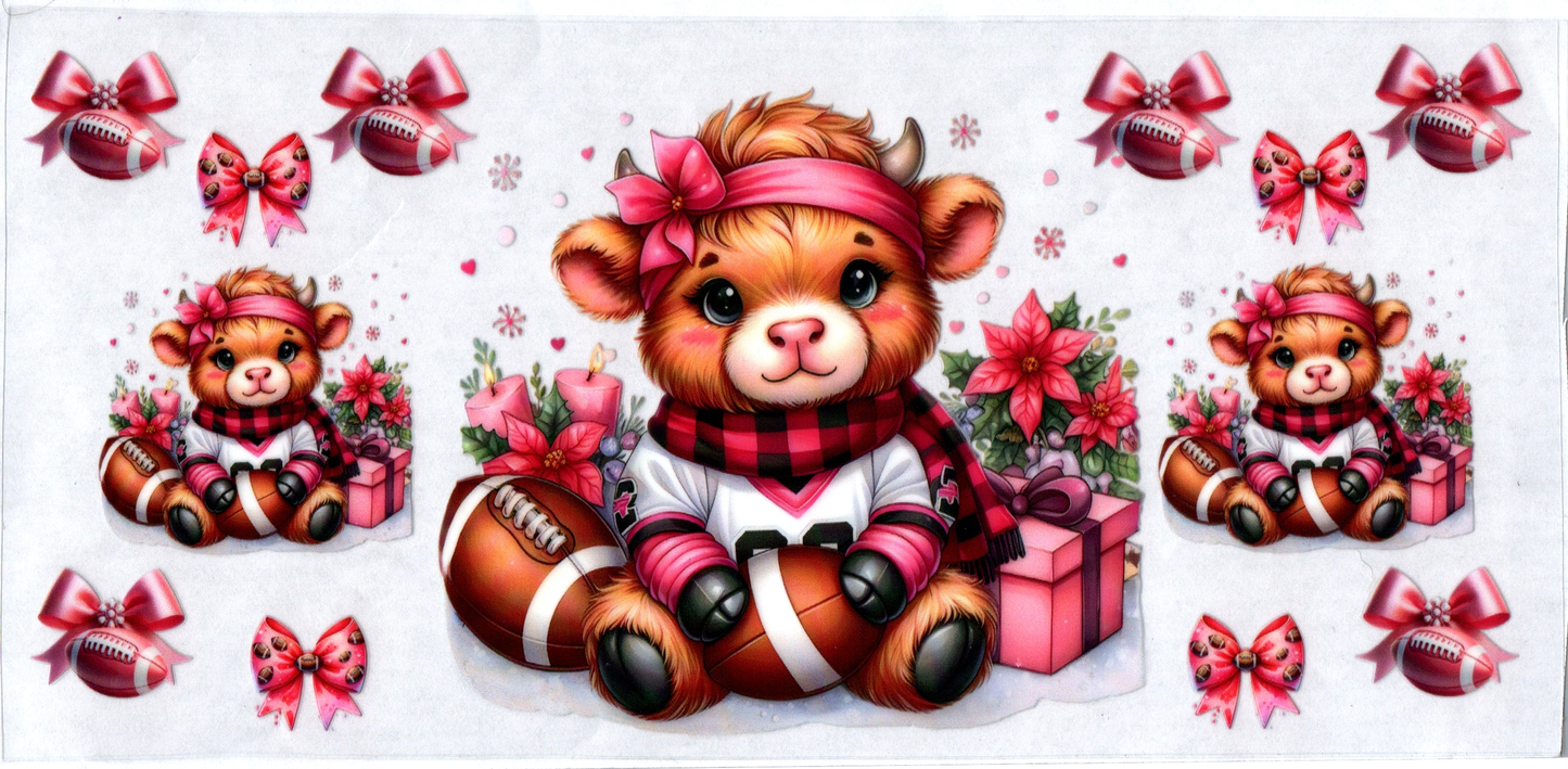 16 oz Pink Winter Football Cow 48