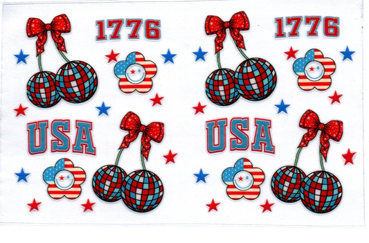 Patriotic USA Cherries & Bows Spray Bottle Wrap 48