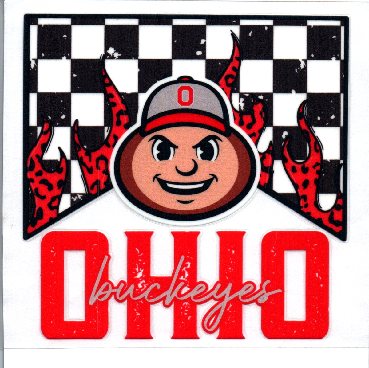 buckeyes checkered Single Decal football 48